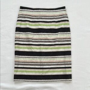 Striped Brown and Green Women's Pencil Skirt made in Italy Women’s Medium